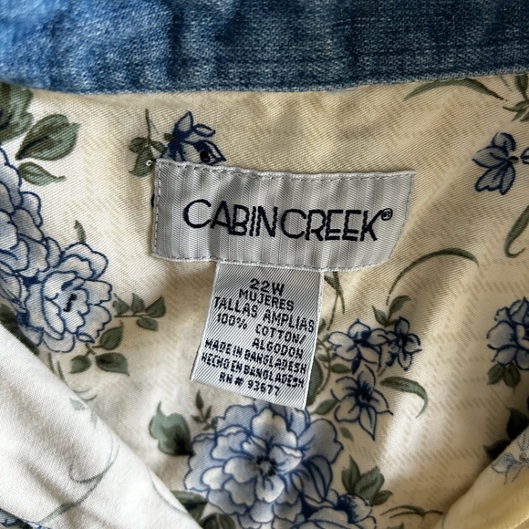 Cabin creek vintage cream and blue cottagecore floral button up size 22w - Picture 3 of 5